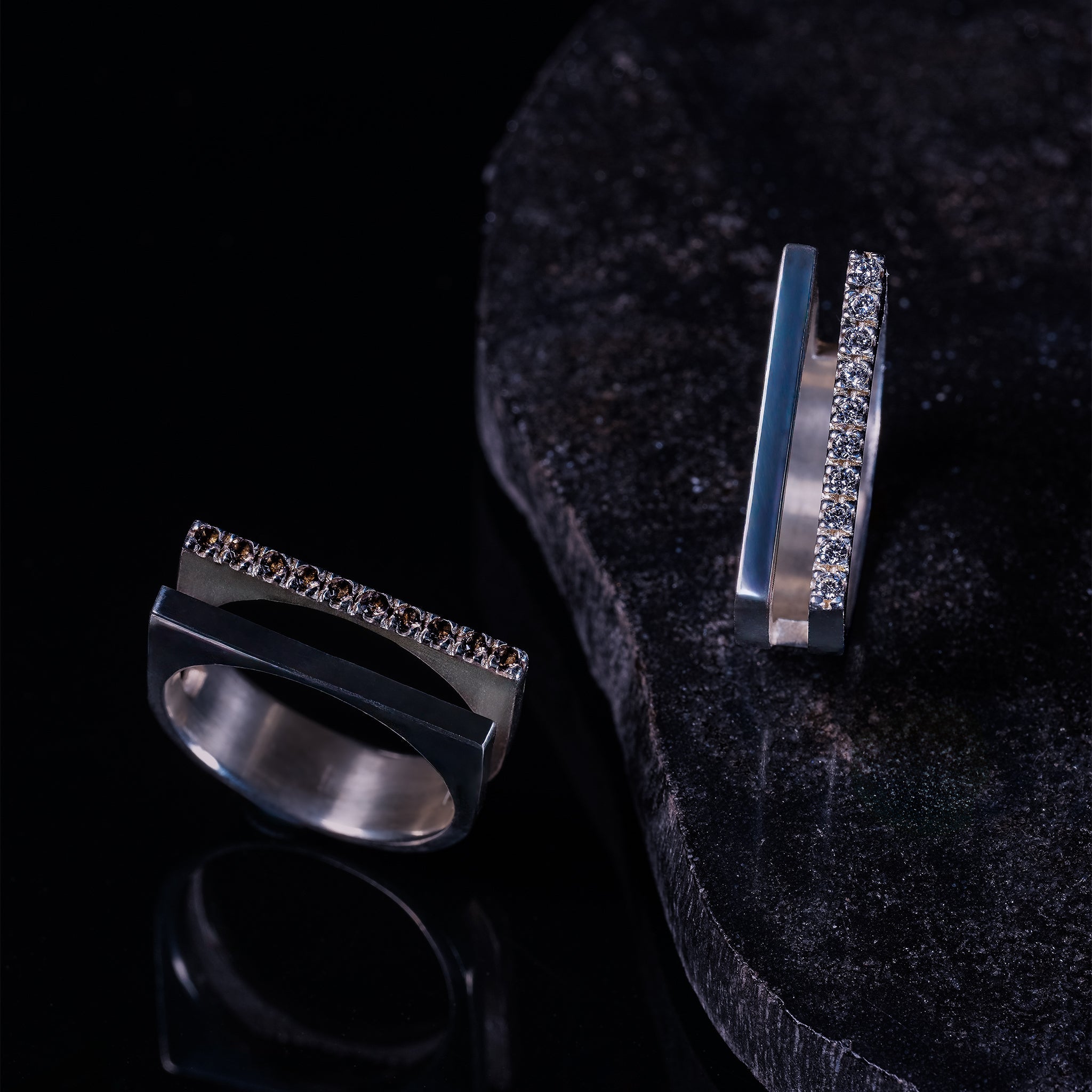 Liminal-Duo Ring Glint-SV｜ミニマルで建築的なシルバーリング