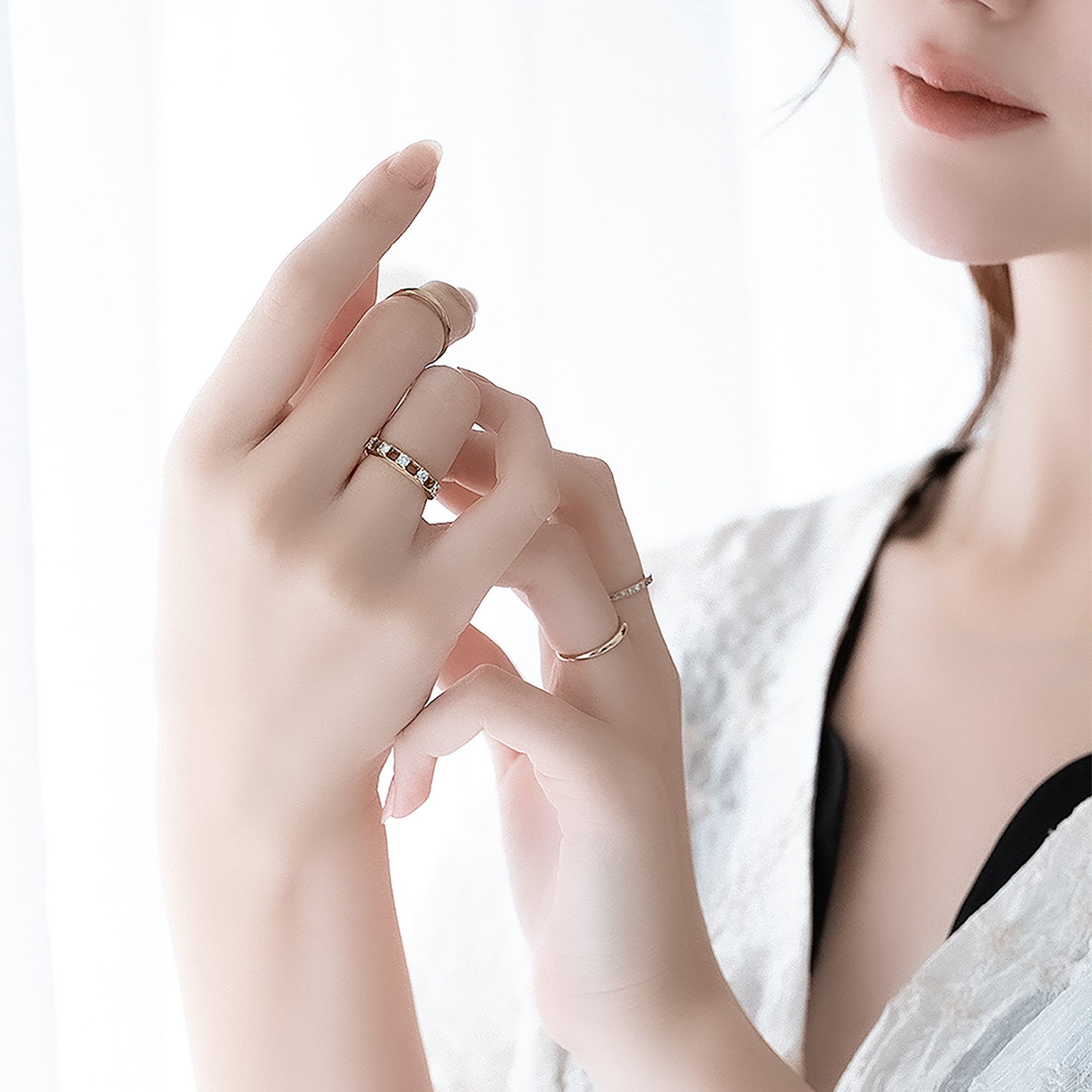 Crack-Half Eternity Ring ‐ YG/WG【DIA】