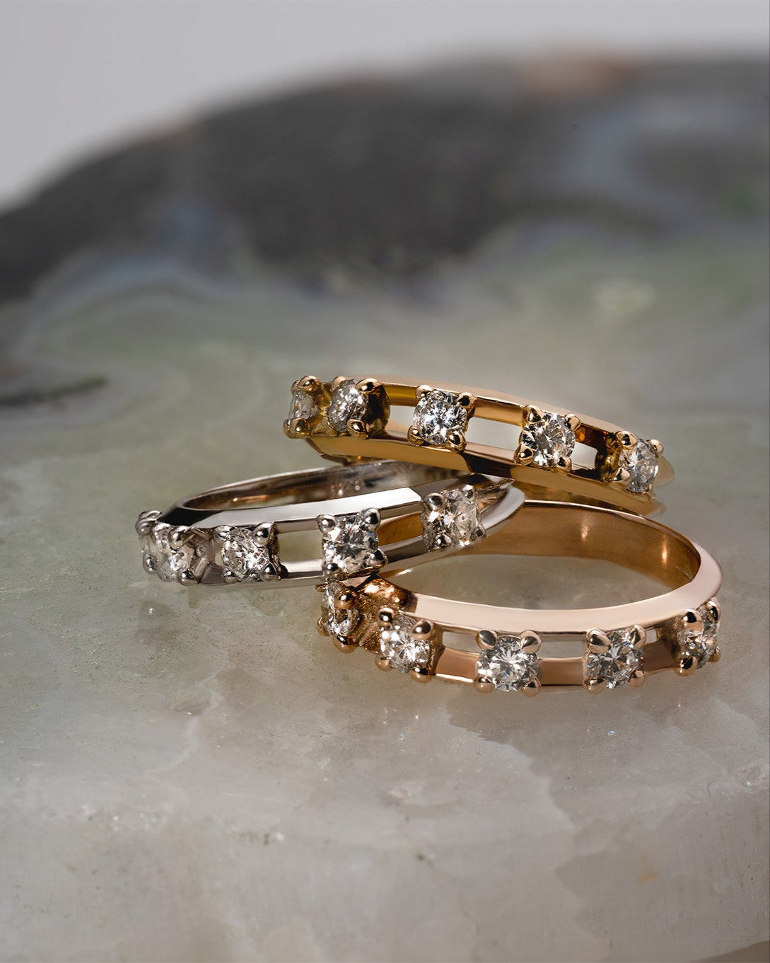 Crack-Half Eternity Ring ‐ YG/WG【LGD】