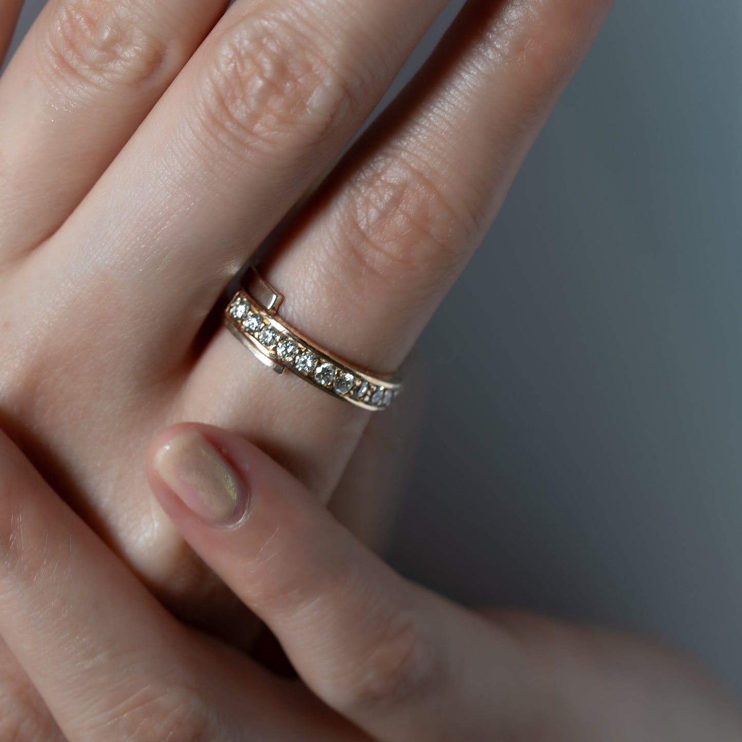 Layer-Half Eternity Ring - YG×WG【DIA】