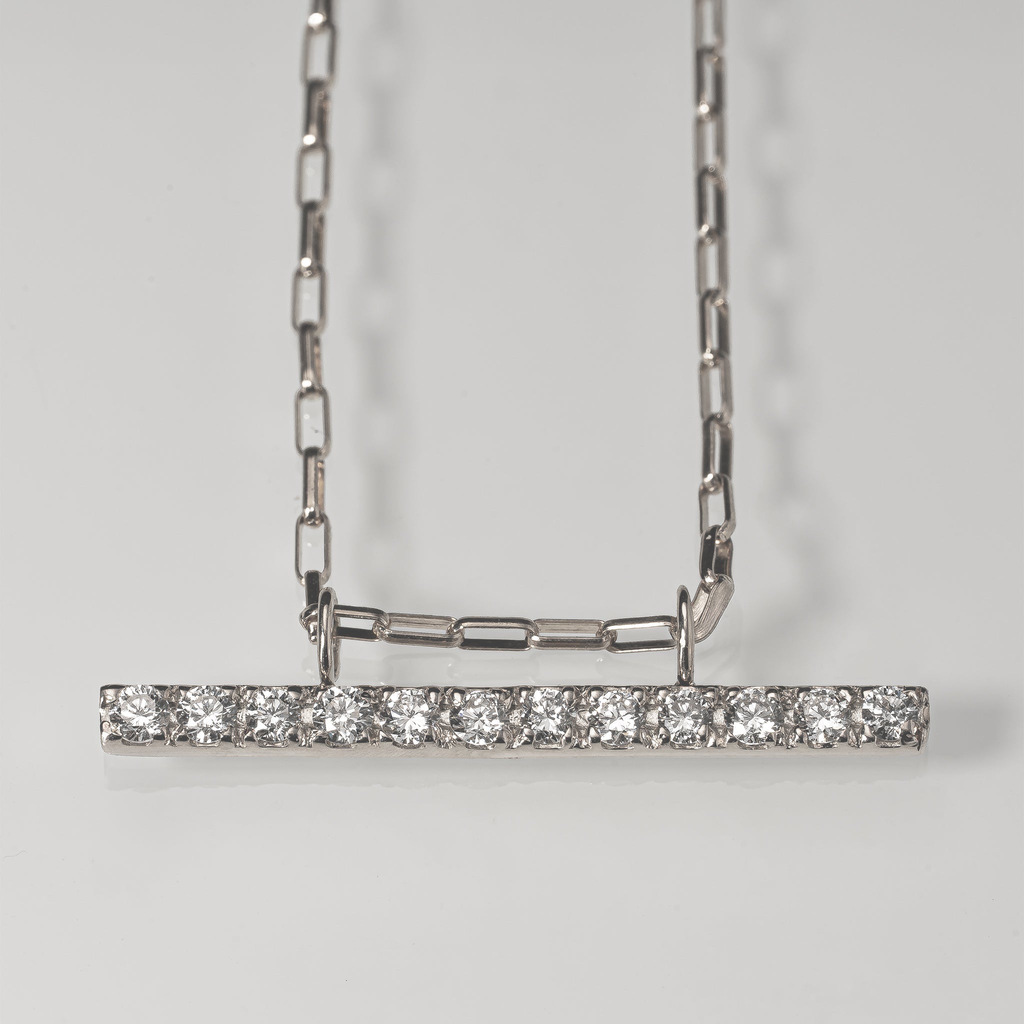 Ray Bar-Horizontal Necklace-Radiant"2 Long - YG/WG【DIA】