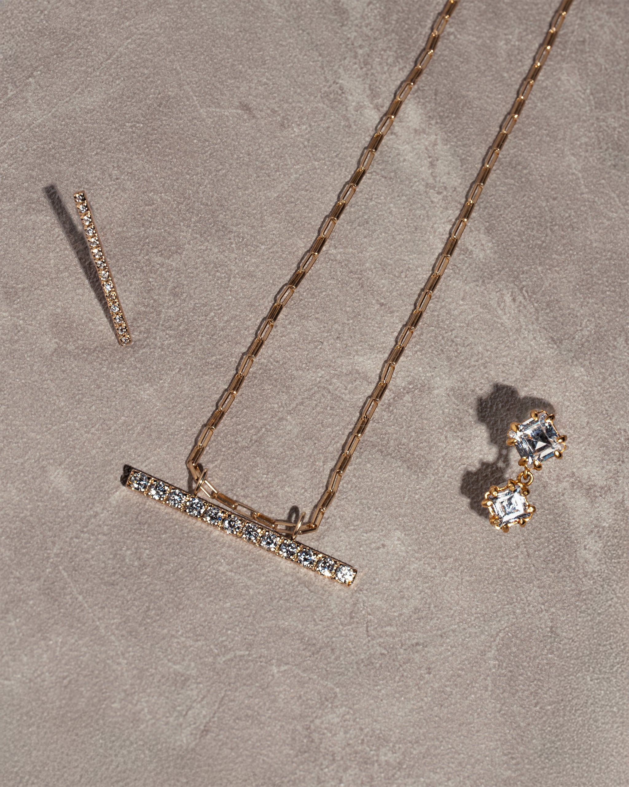 Ray Bar-Horizontal Necklace-Radiant"2 Long - YG/WG【DIA】