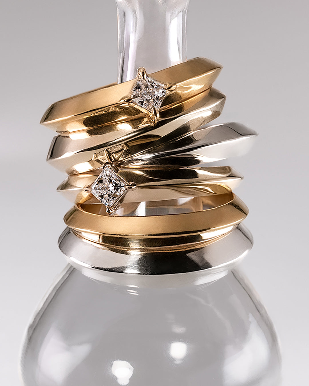 Prism-Solitaire Ring - YG/WG【DIA】