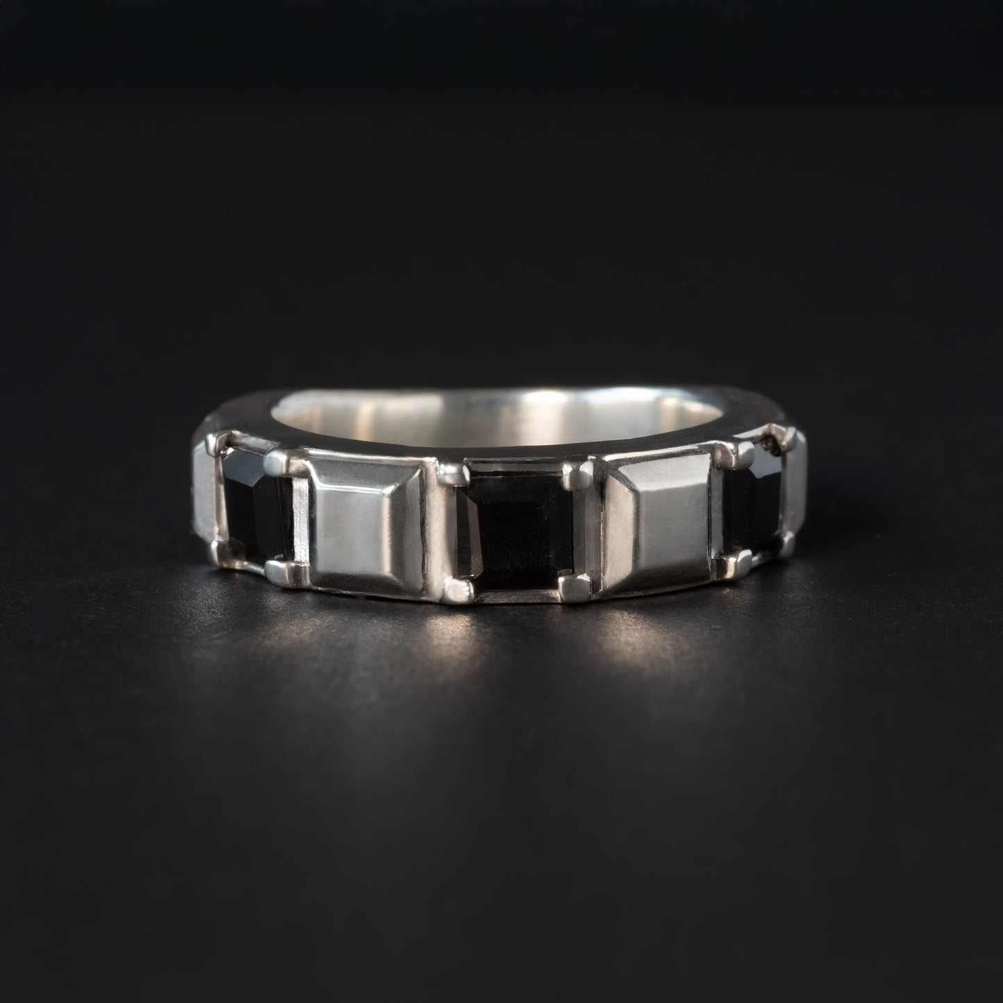 Square Studs Ring-SV