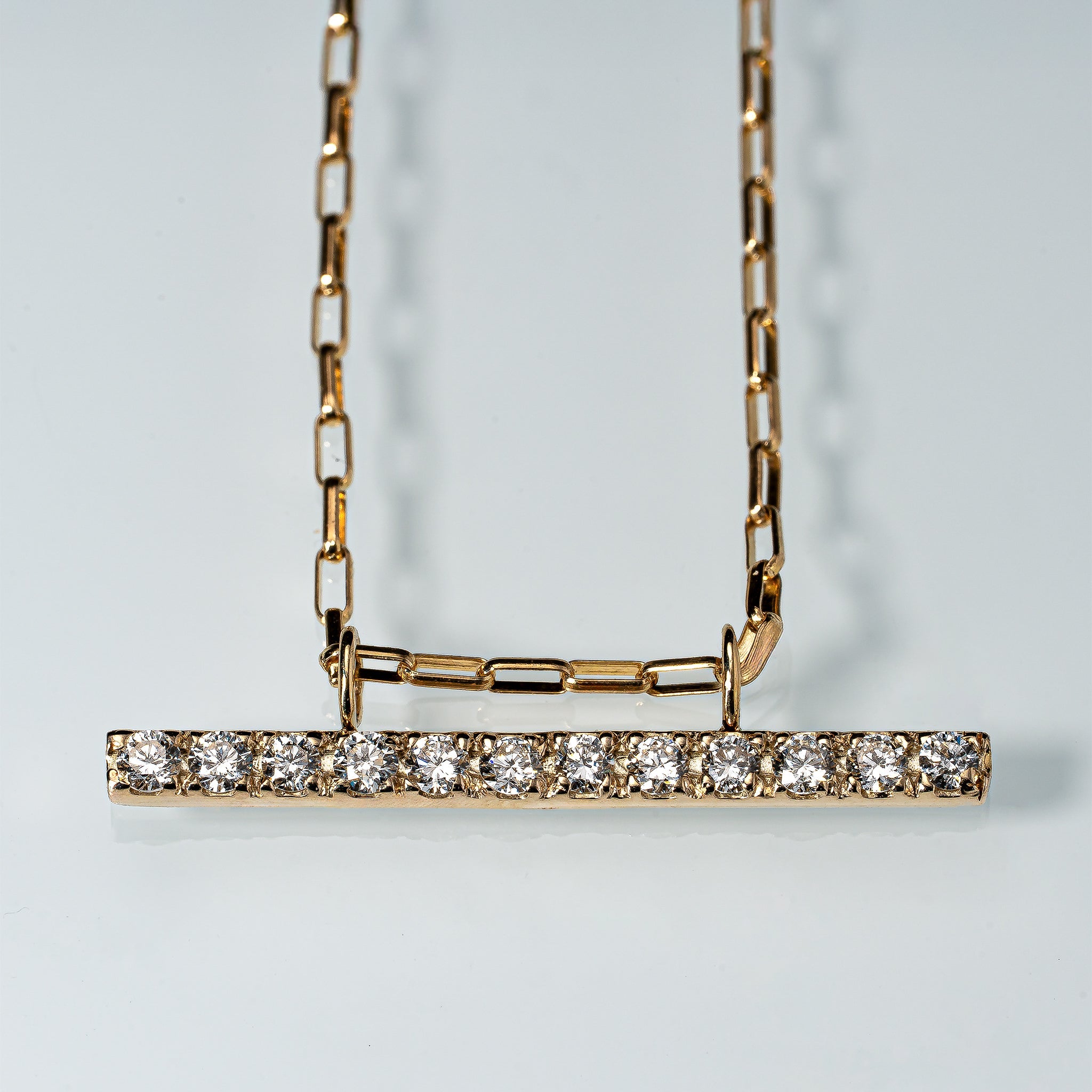 Ray Bar-Horizontal Necklace-Radiant"2 Long - YG/WG【DIA】