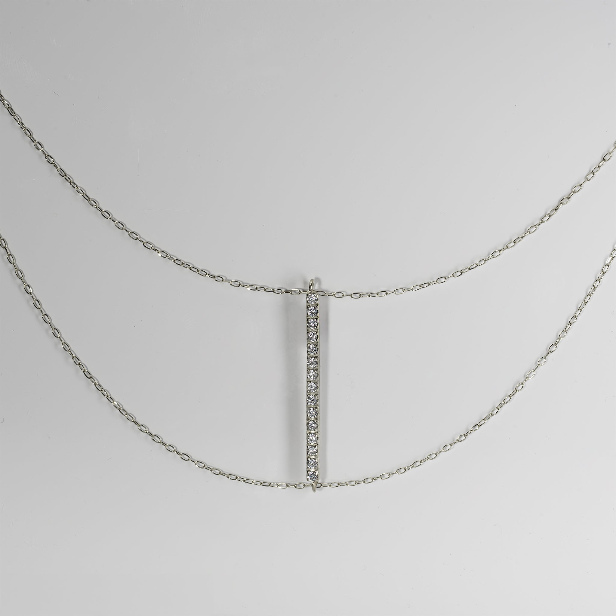 Ray Bar-2 Rail Necklace-Grace"1.5 Long - YG/WG 【DIA】