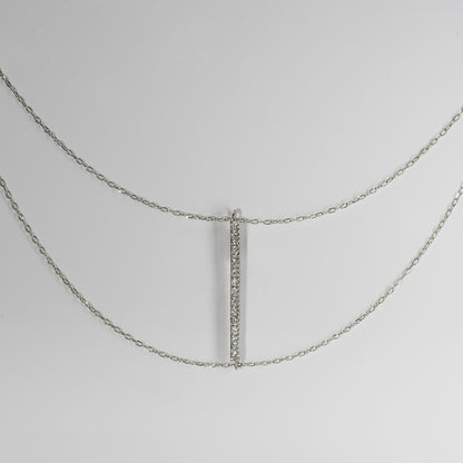 Ray Bar-2 Rail Necklace-Grace"1.5 Long YG/WG 【DIA】
