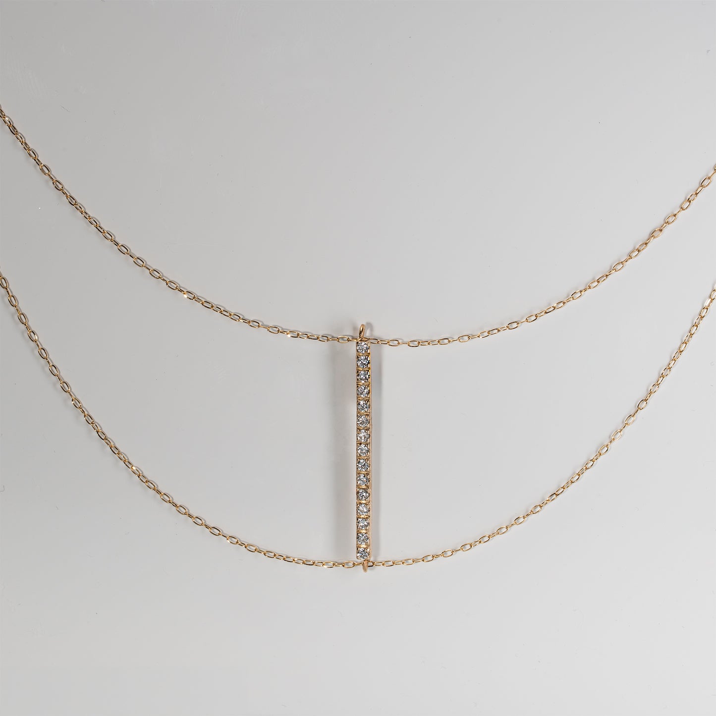 Ray Bar-2 Rail Necklace-Grace"1.5 Long YG/WG 【DIA】