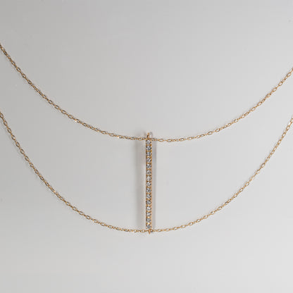 Ray Bar-2 Rail Necklace-Grace"1.5 Long YG/WG 【DIA】