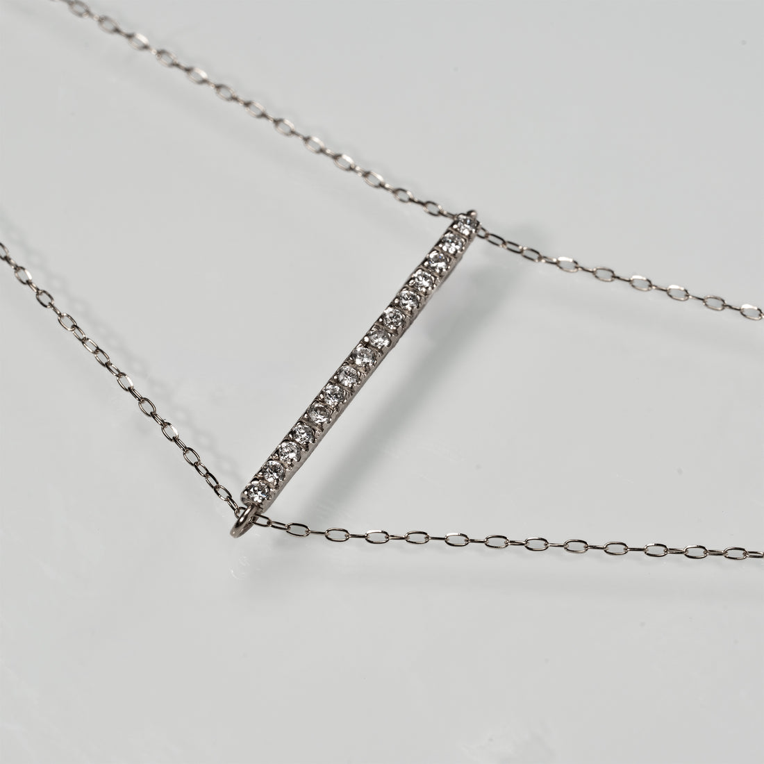 Ray Bar-2 Rail Necklace-Grace"1.5 Long - YG/WG 【DIA】