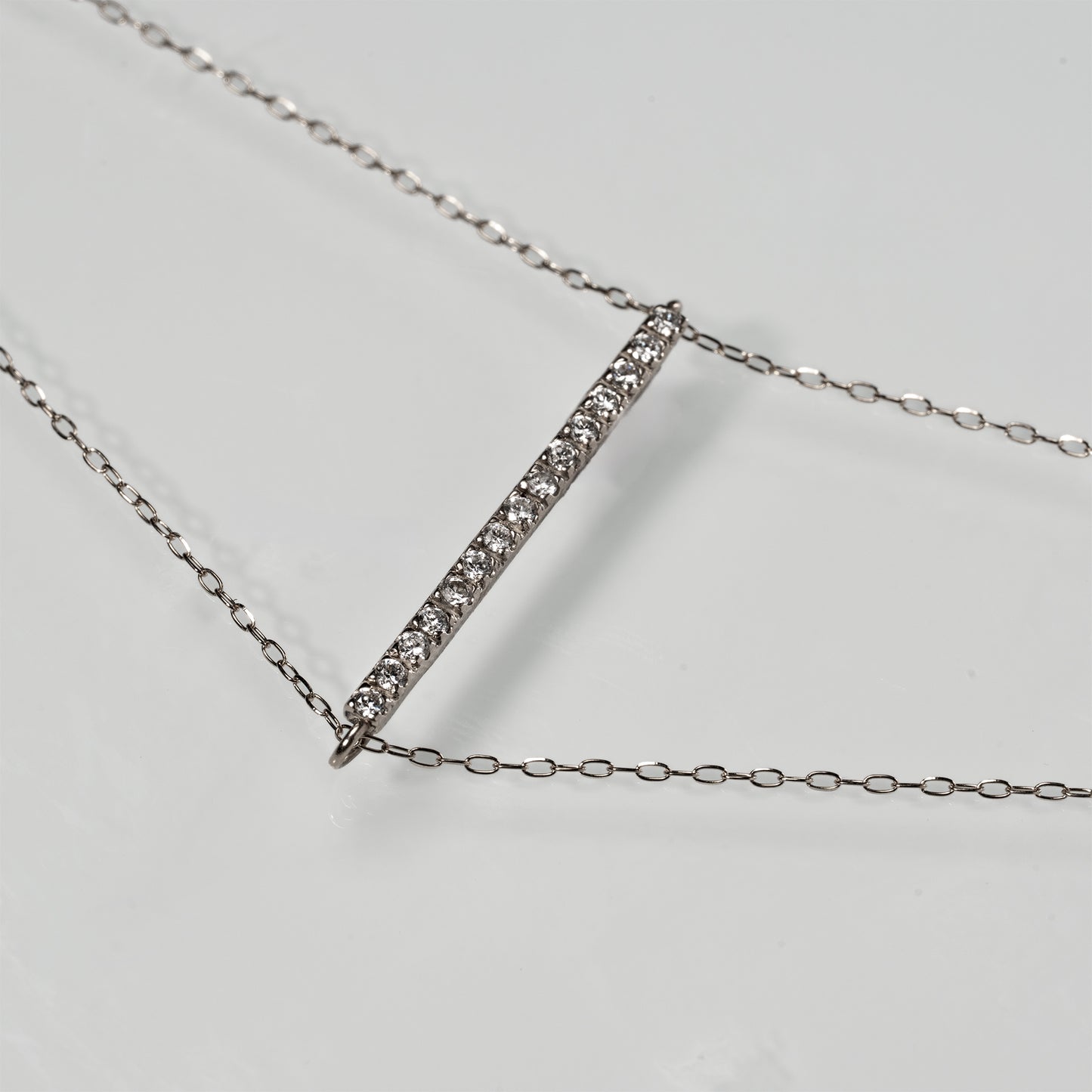 Ray Bar-2 Rail Necklace-Grace"1.5 Long YG/WG 【DIA】