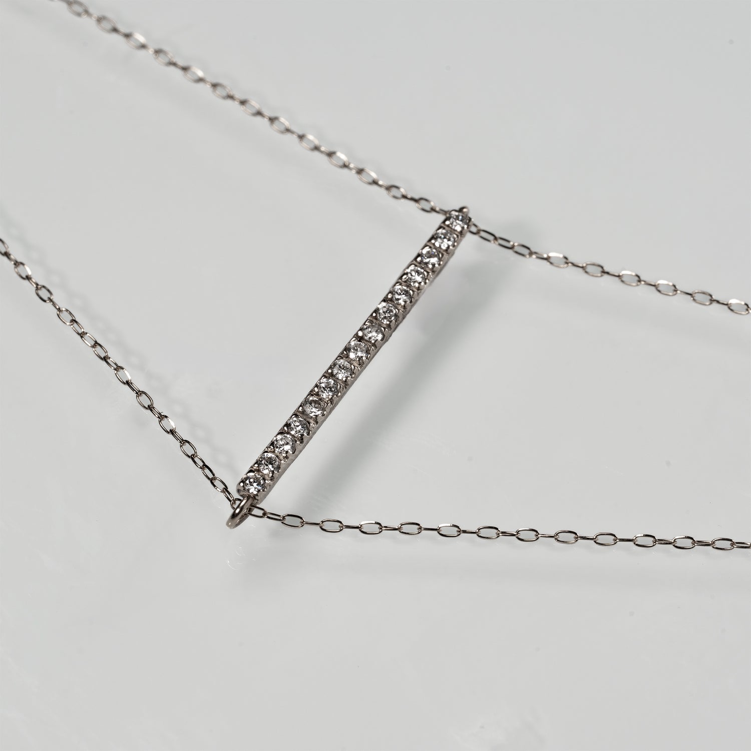 Ray Bar-2 Rail Necklace-Grace"1.5 Long - YG/WG 【DIA】