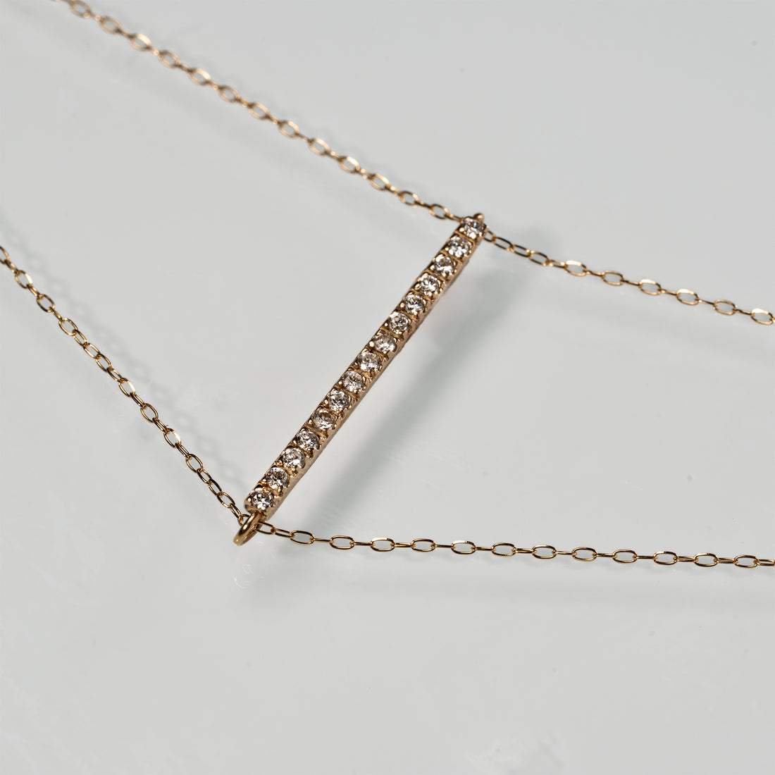 Ray Bar-2 Rail Necklace-Grace"1.5 Long - YG/WG 【DIA】