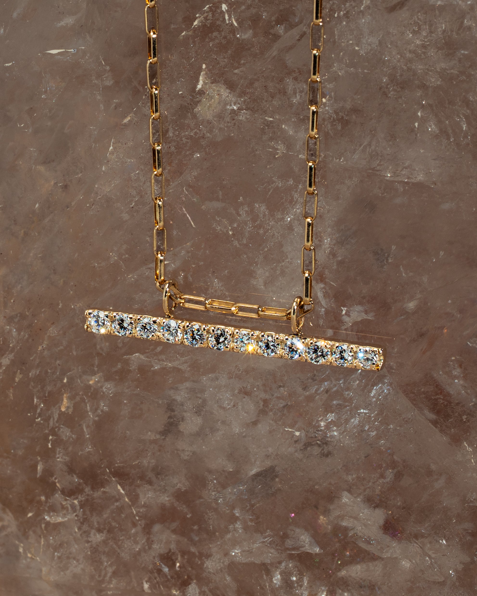 Ray Bar-Horizontal Necklace-Radiant"2 Long - YG/WG【DIA】