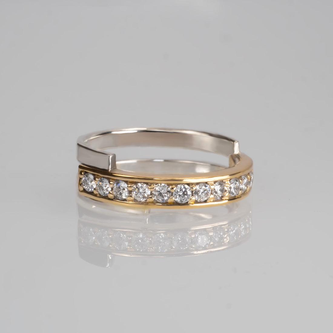 Layer-Half Eternity Ring - YG×WG【DIA】