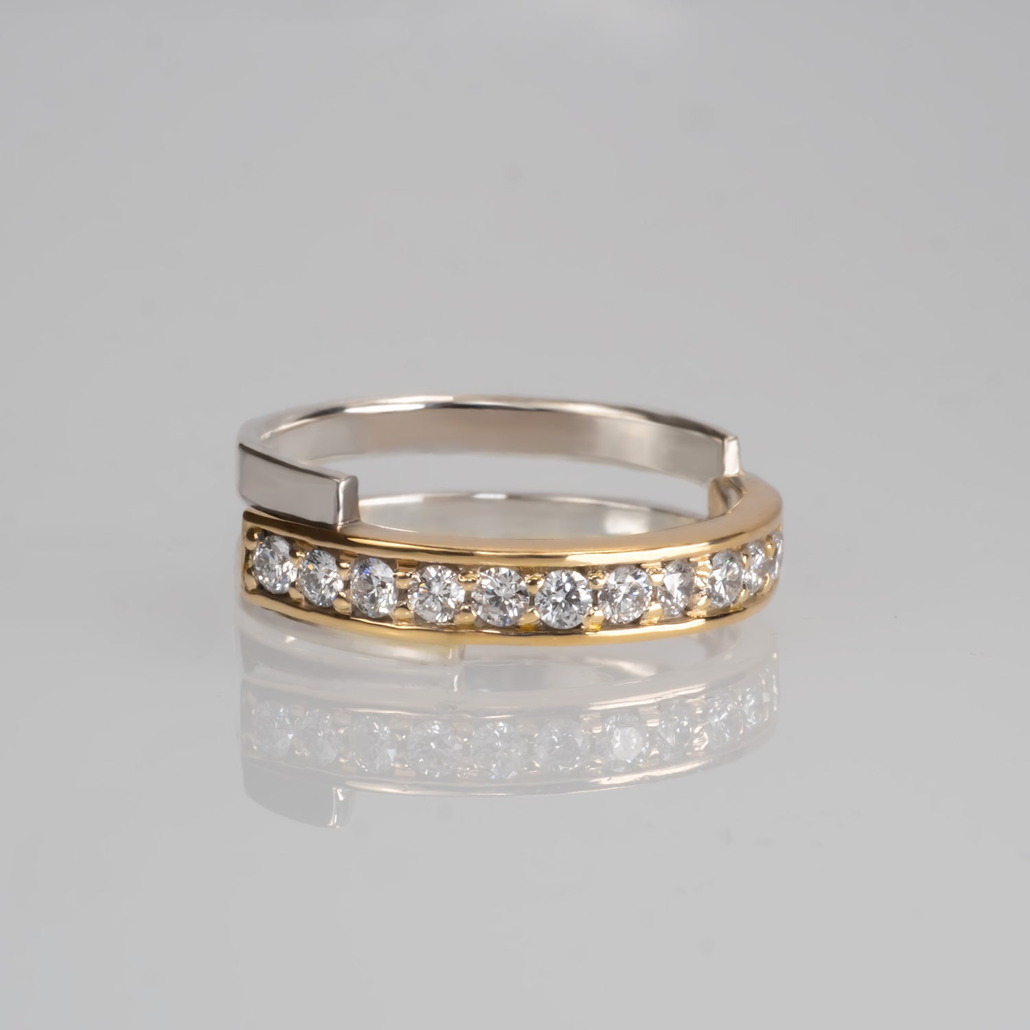 Layer-Half Eternity Ring - YG×WG【DIA】