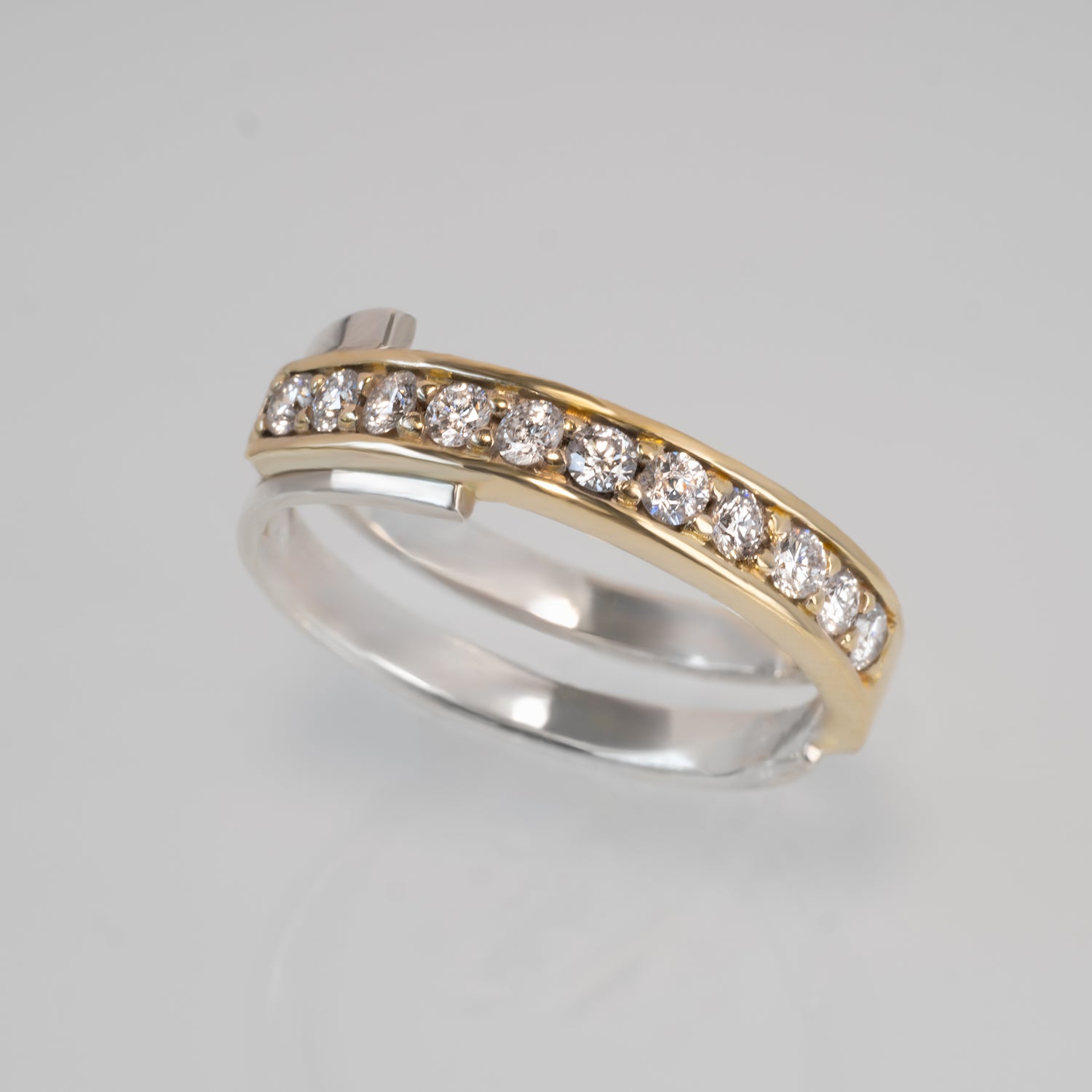 Layer-Half Eternity Ring - YG×WG【DIA】