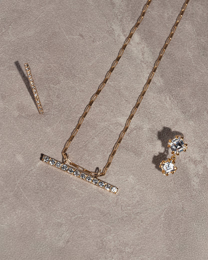 Ray Bar-Horizontal Necklace-Radiant"2 Long - YG/WG【DIA】
